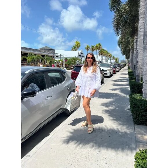 Sandro Cotton Lace Trim Mini Dress Size 6 (Retails $441) - Picture 7 of 11